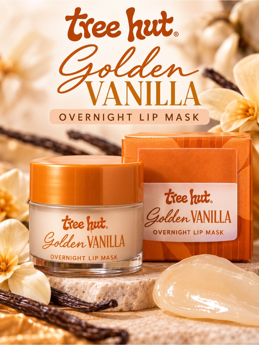 Tree Hut Golden Vanilla Overnight Lip Mask 0.6 oz NEW